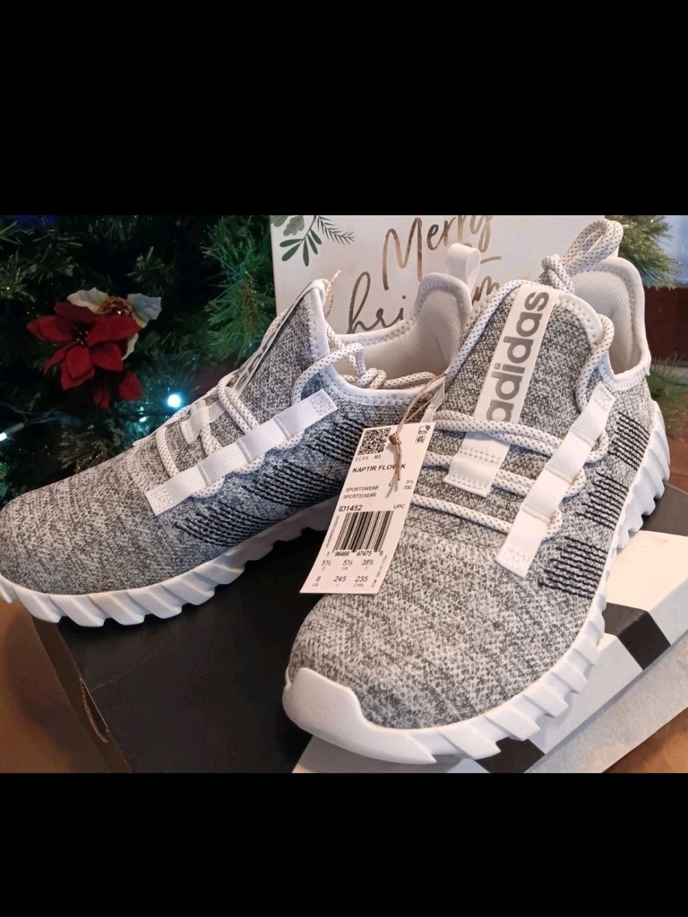 adidas Kaptir Flow Grey White Knit Slip-On Sneakers